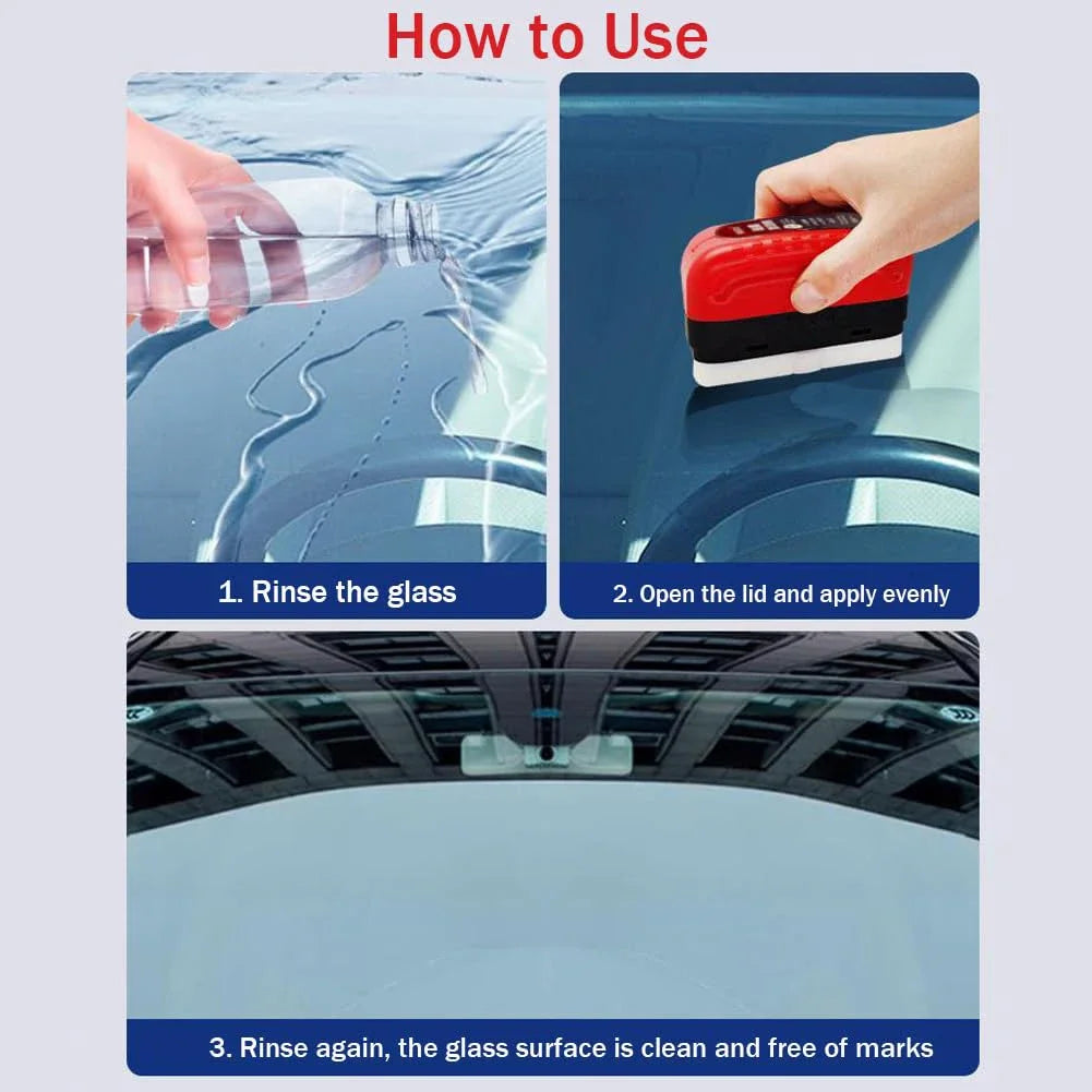 Car Glass Sponge Cleaning Brush Car Window Glass Cleaner Removes Dirt Windshield Oil Film Cleaner Glass Oil Film Cleaning Brush