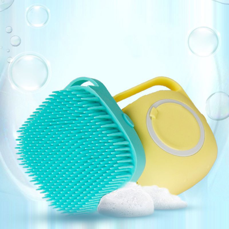 Soft Silicone Bath Brush Comb Scrubber Shampoo Dispenser