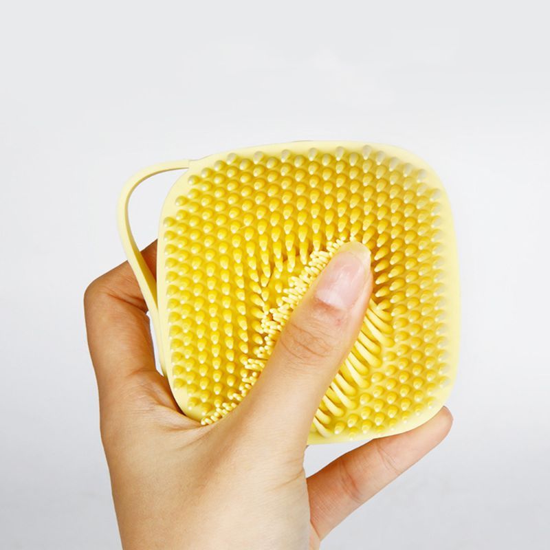Soft Silicone Bath Brush Comb Scrubber Shampoo Dispenser